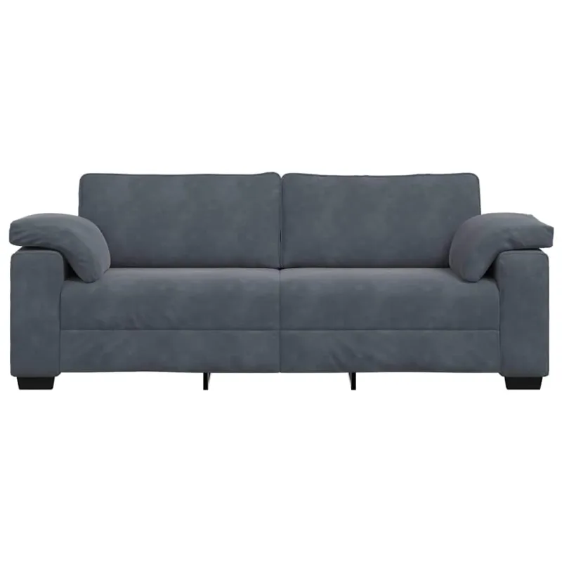 Trivietė sofa, tamsiai pilka, 220x77x82 cm, aksomas
