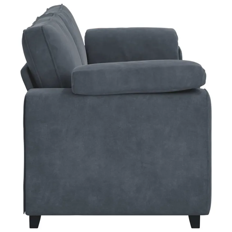 Trivietė sofa, tamsiai pilka, 220x77x82 cm, aksomas