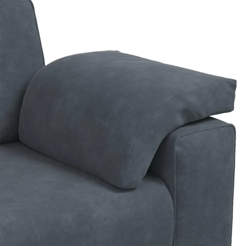 Trivietė sofa, tamsiai pilka, 220x77x82 cm, aksomas