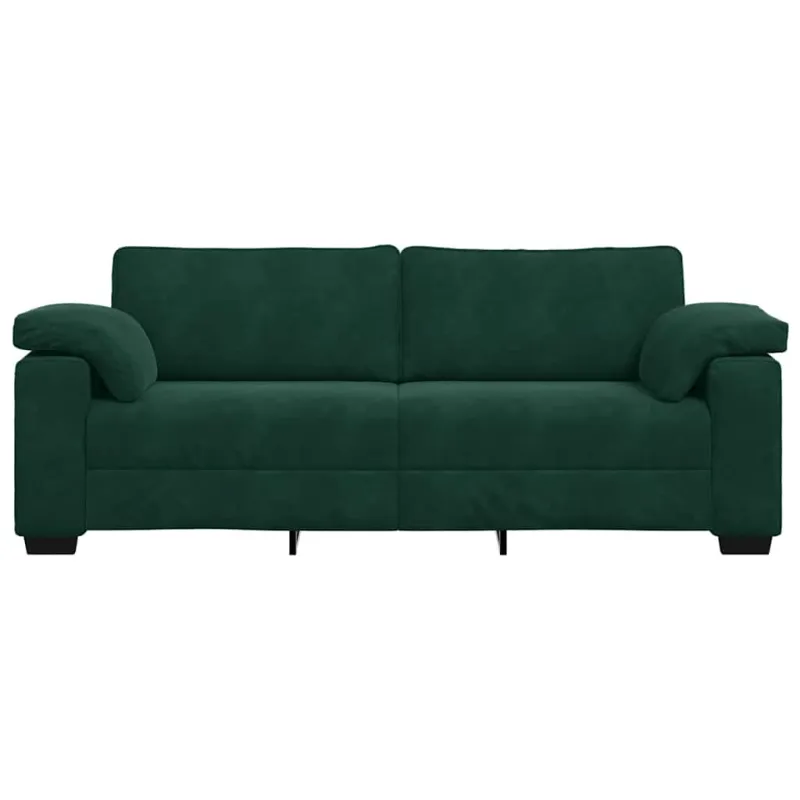 Trivietė sofa, tamsiai žalia, 220x77x82 cm, aksomas