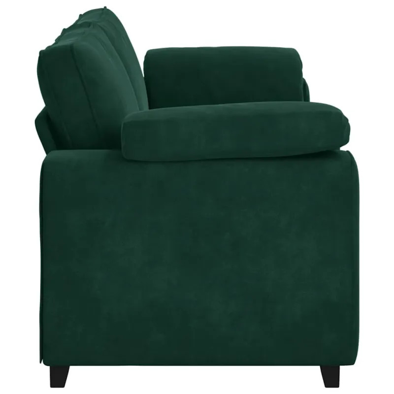 Trivietė sofa, tamsiai žalia, 220x77x82 cm, aksomas