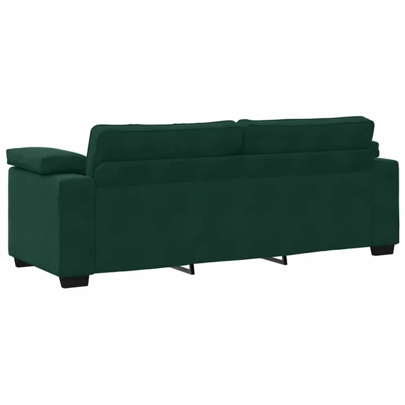 Trivietė sofa, tamsiai žalia, 220x77x82 cm, aksomas