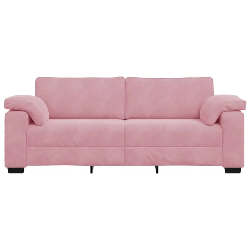 Trivietė sofa, rožinė, 220x77x82 cm, aksomas