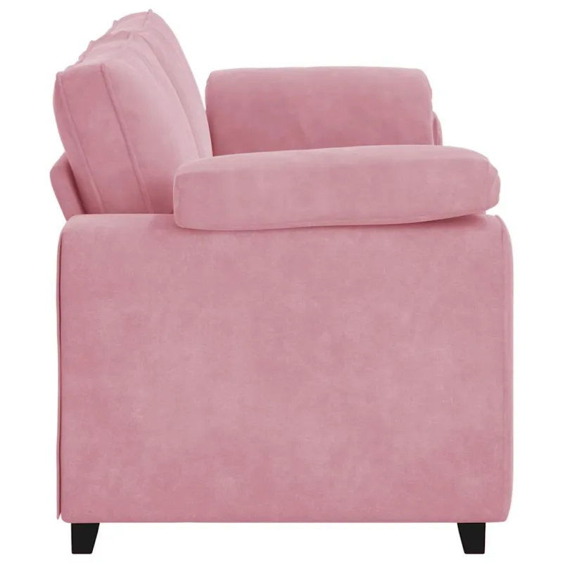 Trivietė sofa, rožinė, 220x77x82 cm, aksomas