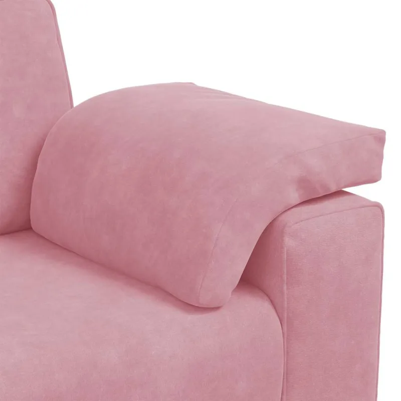 Trivietė sofa, rožinė, 220x77x82 cm, aksomas