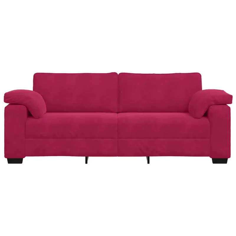 Trivietė sofa, vyno raudonumo, 220x77x82 cm, aksominė