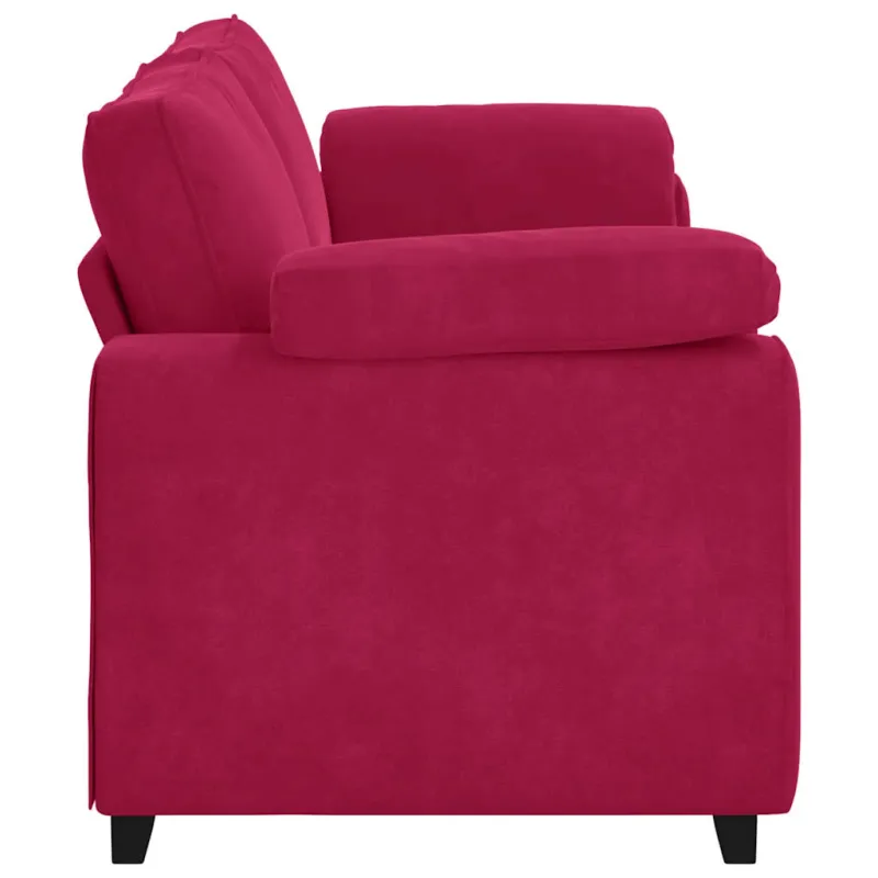 Trivietė sofa, vyno raudonumo, 220x77x82 cm, aksominė