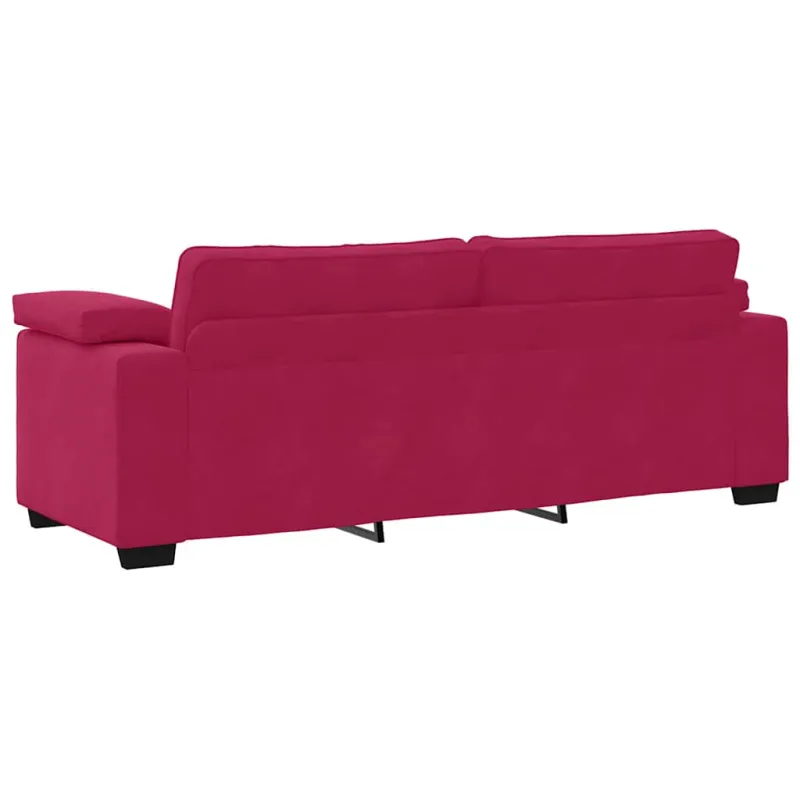 Trivietė sofa, vyno raudonumo, 220x77x82 cm, aksominė