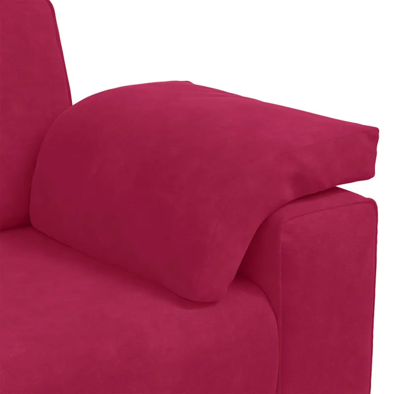 Trivietė sofa, vyno raudonumo, 220x77x82 cm, aksominė