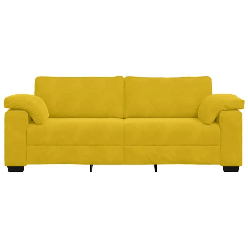Trivietė sofa, geltona, 220x77x82 cm, aksomas