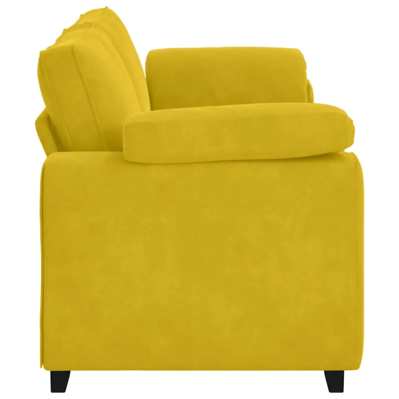 Trivietė sofa, geltona, 220x77x82 cm, aksomas