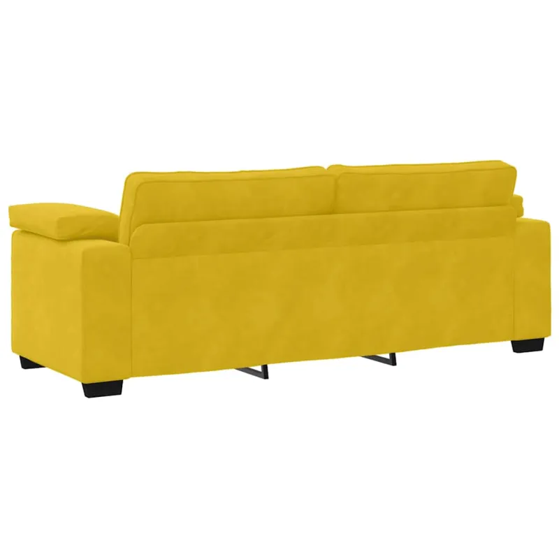 Trivietė sofa, geltona, 220x77x82 cm, aksomas