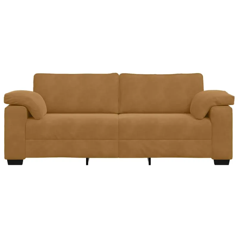 Trivietė sofa, ruda, 220x77x82 cm, aksominė