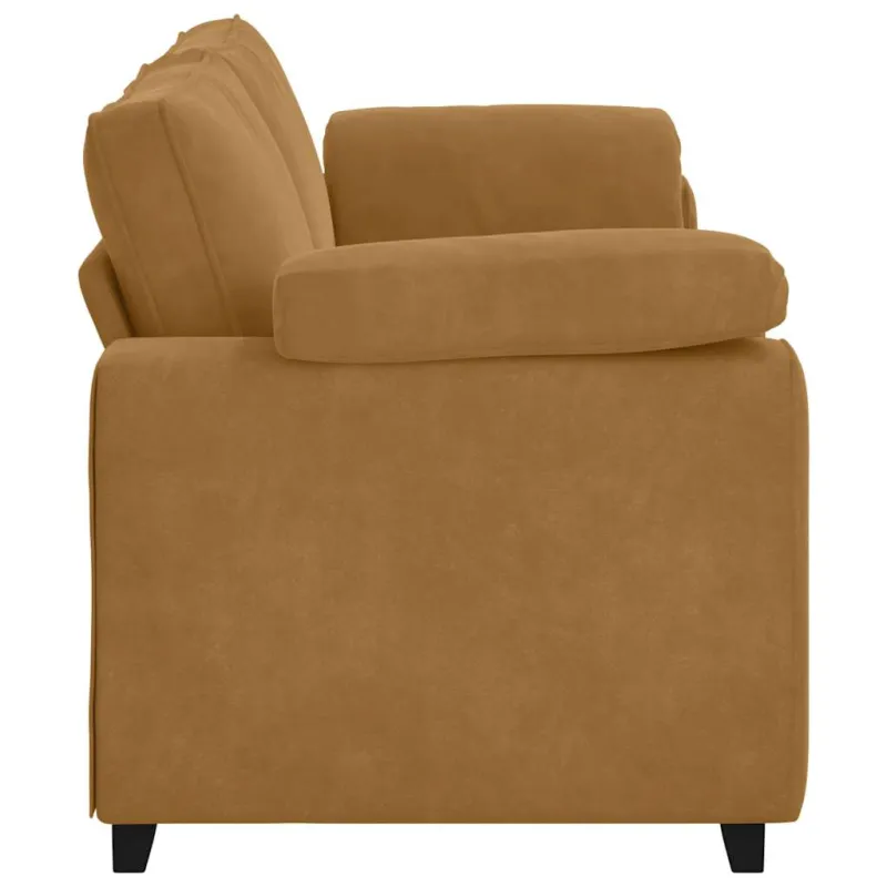 Trivietė sofa, ruda, 220x77x82 cm, aksominė
