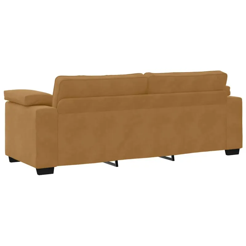Trivietė sofa, ruda, 220x77x82 cm, aksominė