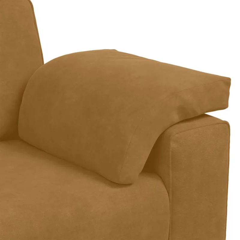 Trivietė sofa, ruda, 220x77x82 cm, aksominė
