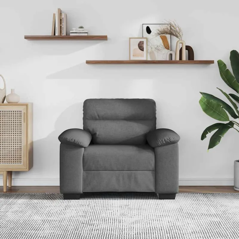 Sofa-kėdė, tamsiai pilka, 100x81x84 cm, audinys