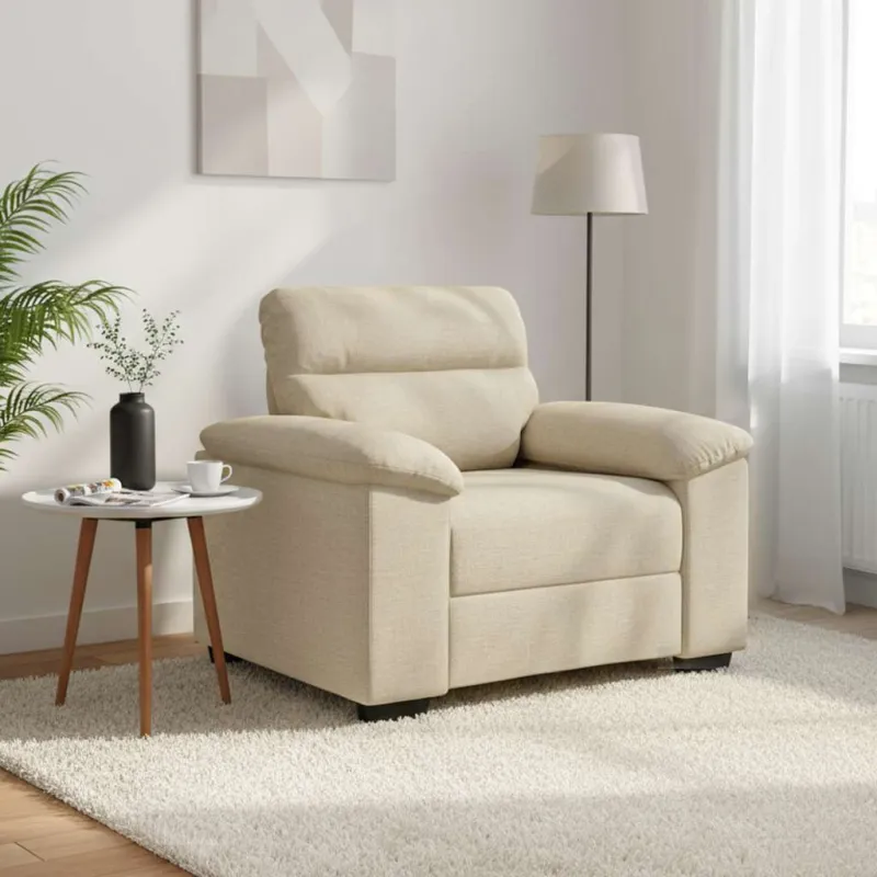 Sofa-kėdė, kreminės spalvos, 100x81x84 cm, audinys