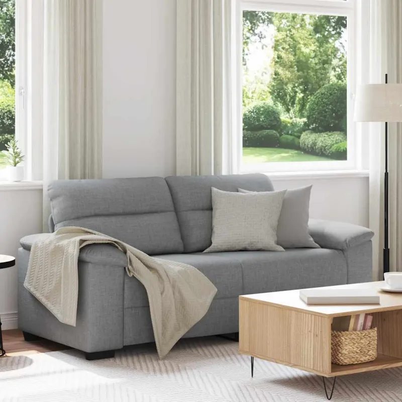 Dvivietė sofa, šviesiai pilka, 180x81x84 cm, audinys