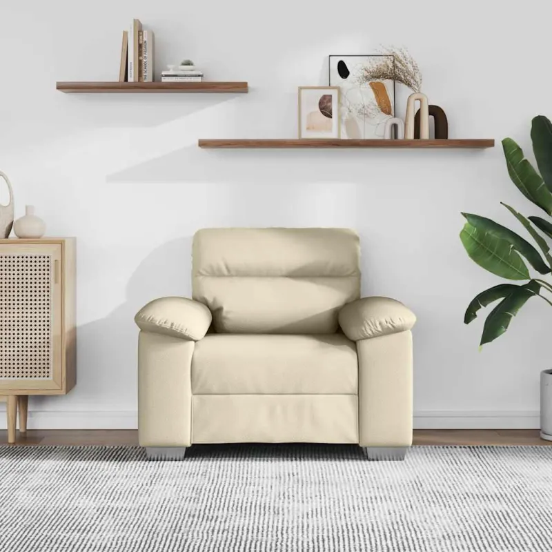 Sofa-kėdė, kreminės spalvos, 100x81x84 cm, dirbtinė oda
