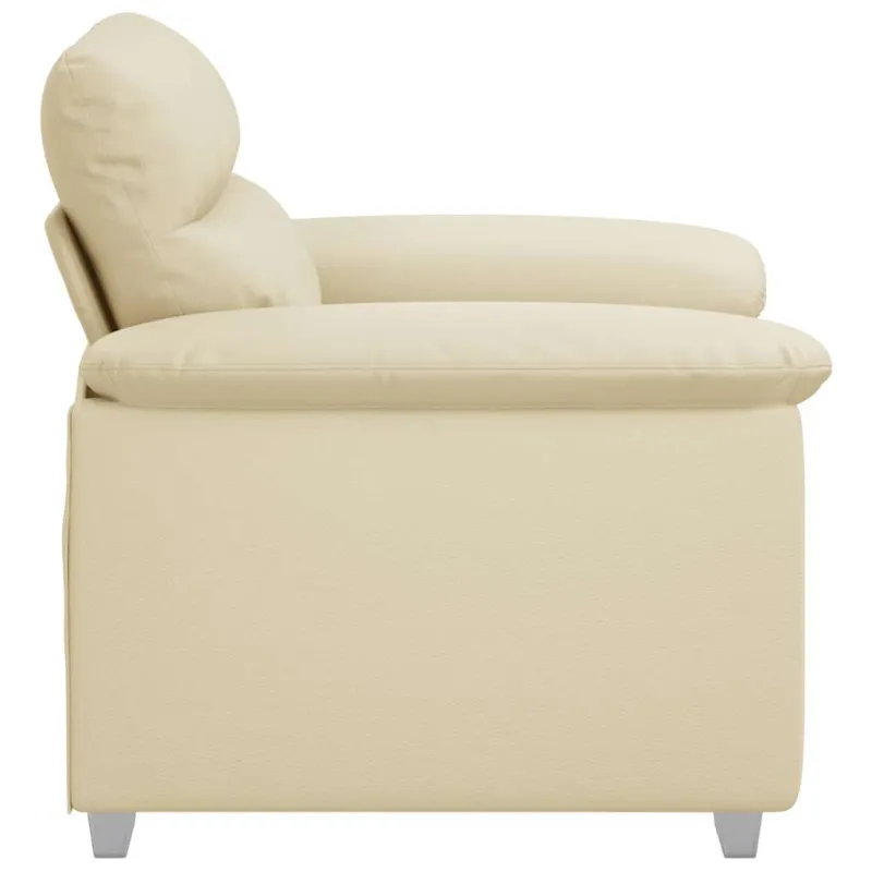 Sofa-kėdė, kreminės spalvos, 100x81x84 cm, dirbtinė oda
