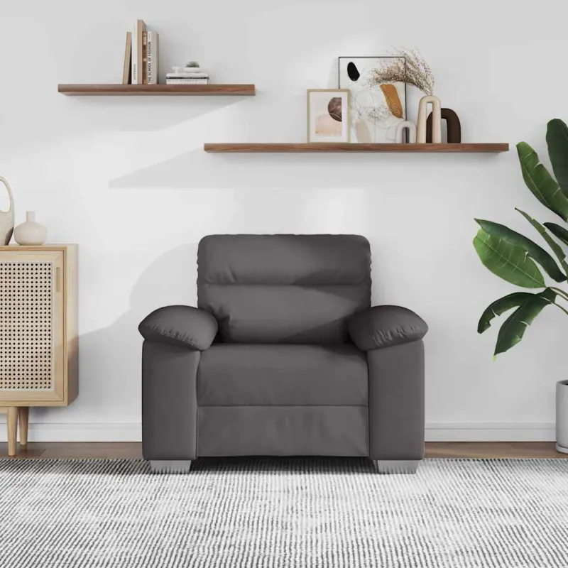 Sofa-kėdė, pilka, 100x81x84 cm, dirbtinė oda