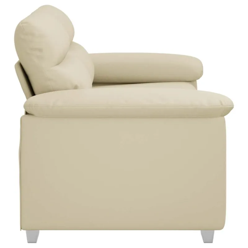 Dvivietė sofa, kreminės spalvos, 160x81x84 cm, dirbtinė oda