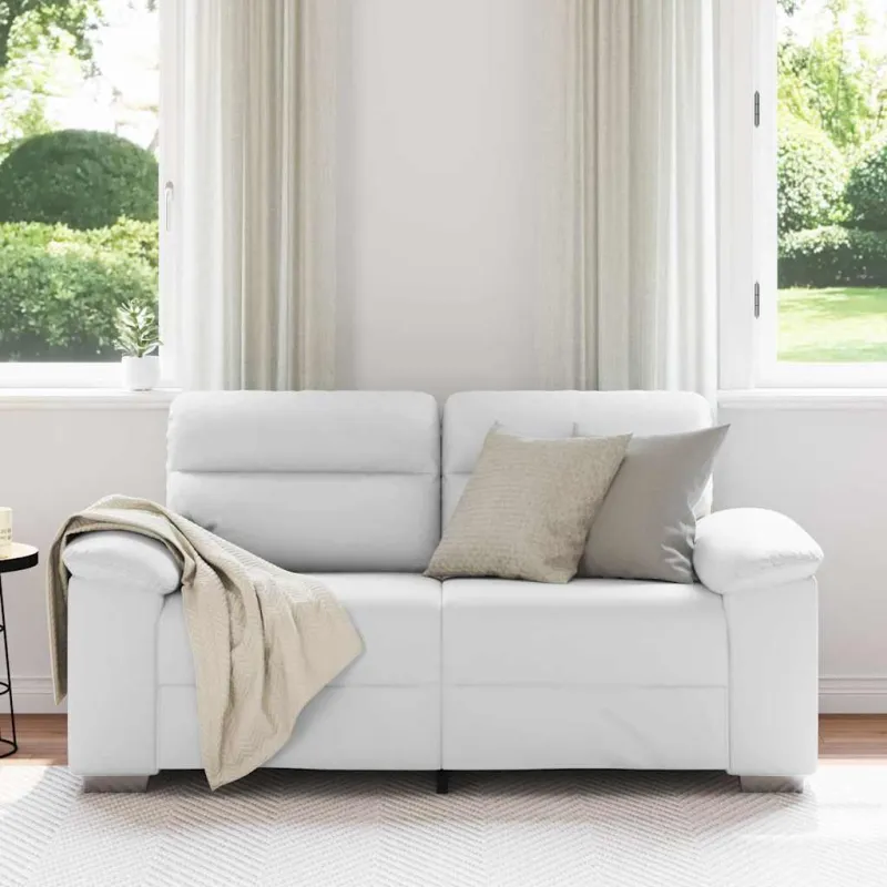 Dvivietė sofa, balta, 160x81x84 cm, dirbtinė oda