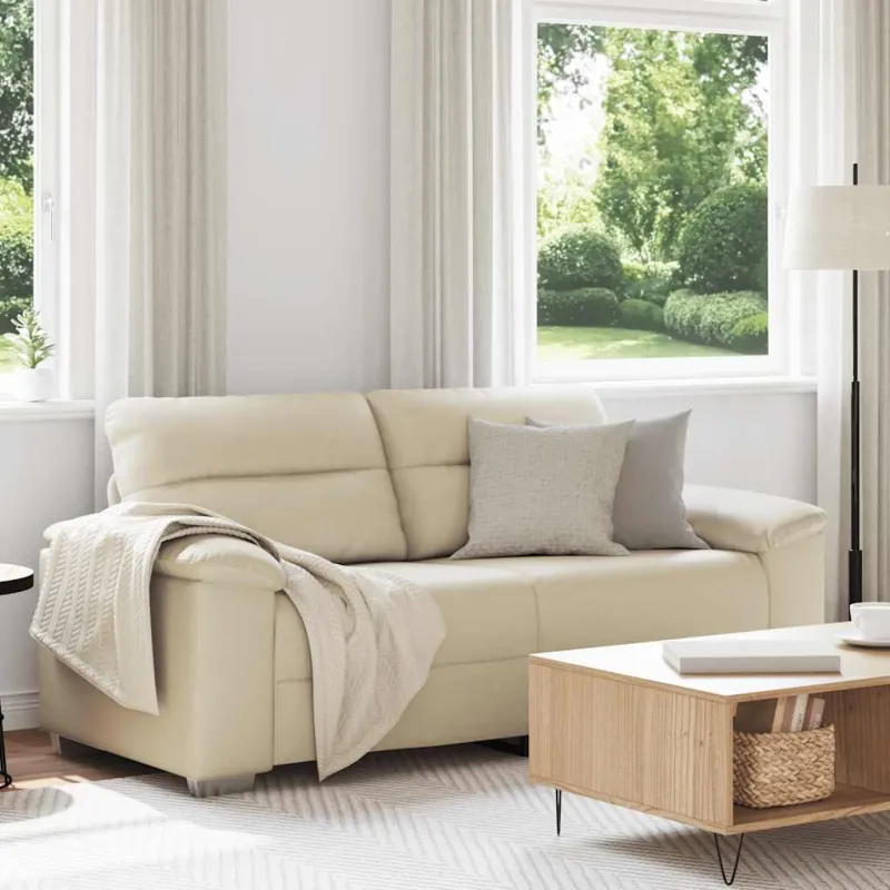 Dvivietė sofa, kreminės spalvos, 180x81x84 cm, dirbtinė oda