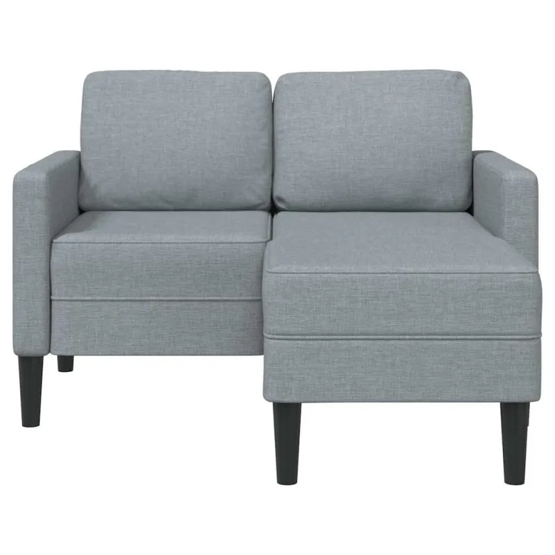 Dvivietė sofa su šezlongu, L formos, šviesiai pilka, 125 cm, audinys