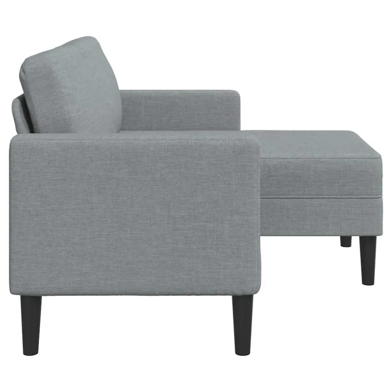 Dvivietė sofa su šezlongu, L formos, šviesiai pilka, 125 cm, audinys