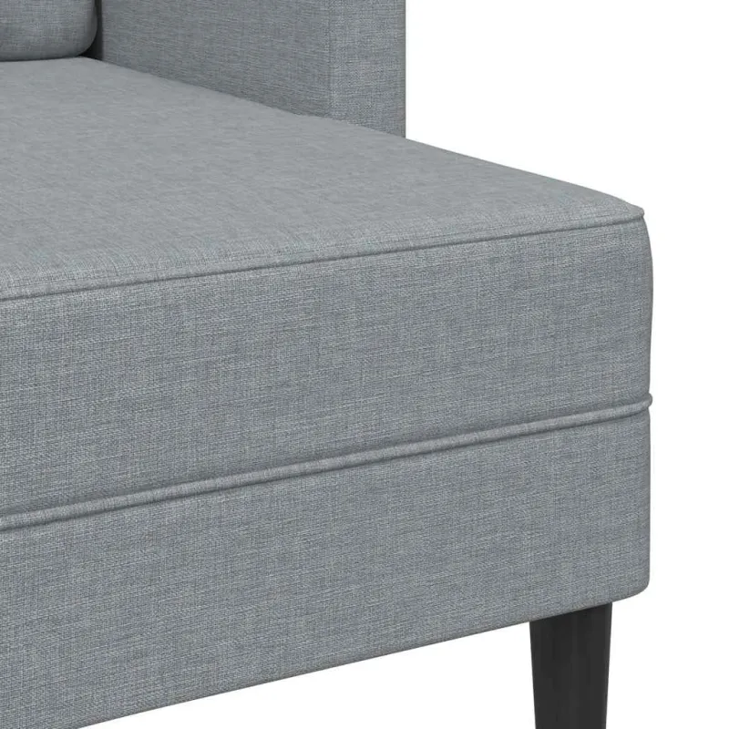 Dvivietė sofa su šezlongu, L formos, šviesiai pilka, 125 cm, audinys