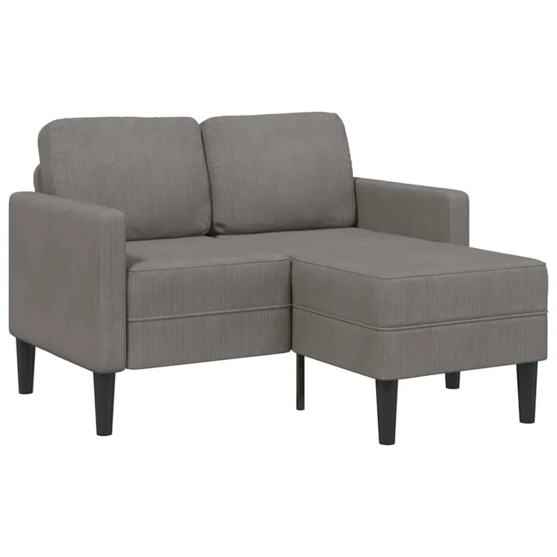Dvivietė sofa su šezlongu, L formos, šviesiai pilka, 125 cm, linas