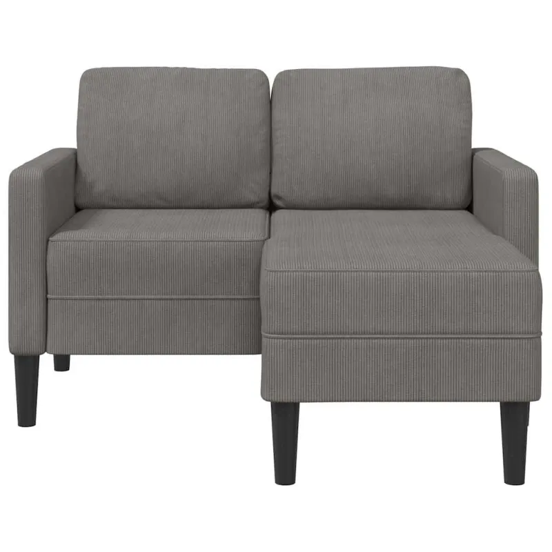Dvivietė sofa su šezlongu, L formos, šviesiai pilka, 125 cm, linas