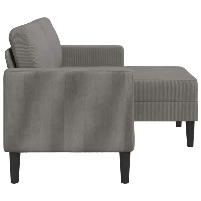 Dvivietė sofa su šezlongu, L formos, šviesiai pilka, 125 cm, linas