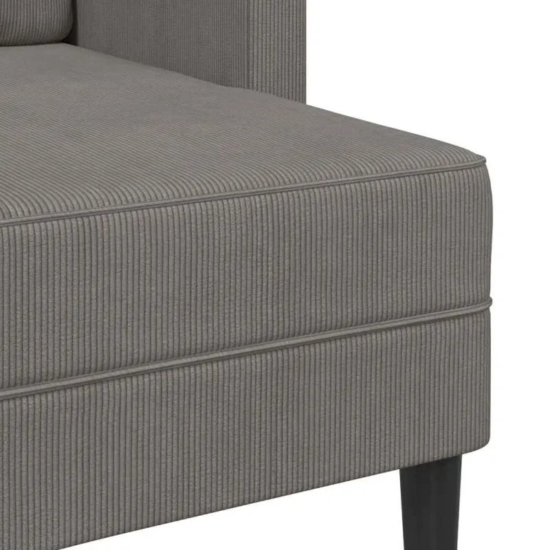 Dvivietė sofa su šezlongu, L formos, šviesiai pilka, 125 cm, linas
