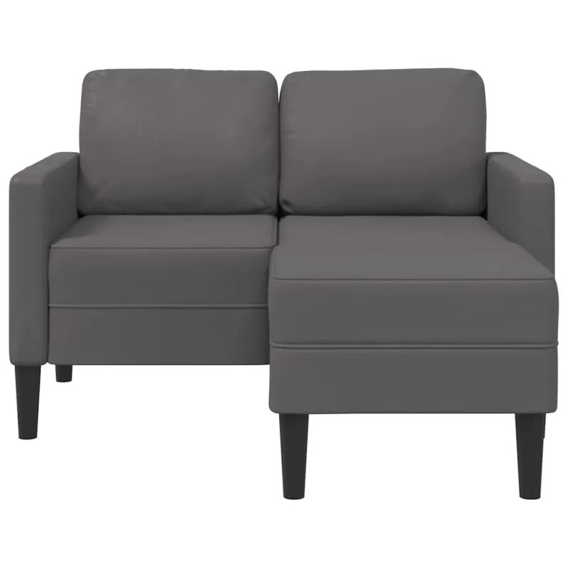 Dvivietė sofa su šezlongu, L formos, pilka, 125 cm, dirbtinė oda