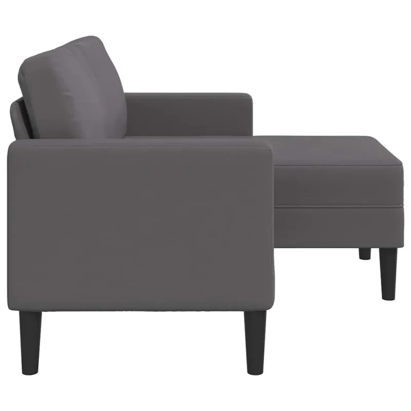 Dvivietė sofa su šezlongu, L formos, pilka, 125 cm, dirbtinė oda