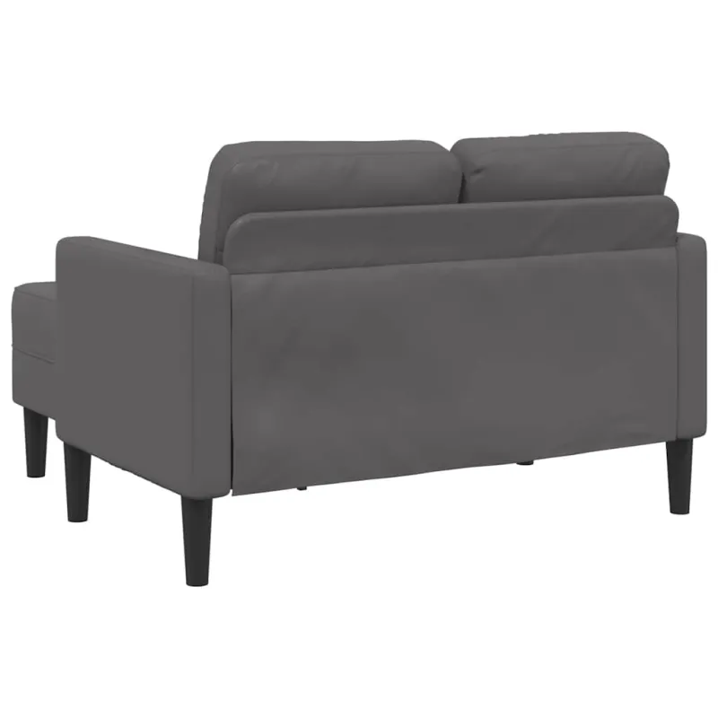 Dvivietė sofa su šezlongu, L formos, pilka, 125 cm, dirbtinė oda