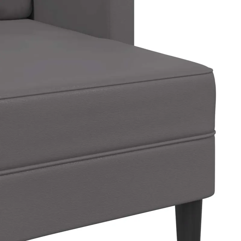 Dvivietė sofa su šezlongu, L formos, pilka, 125 cm, dirbtinė oda