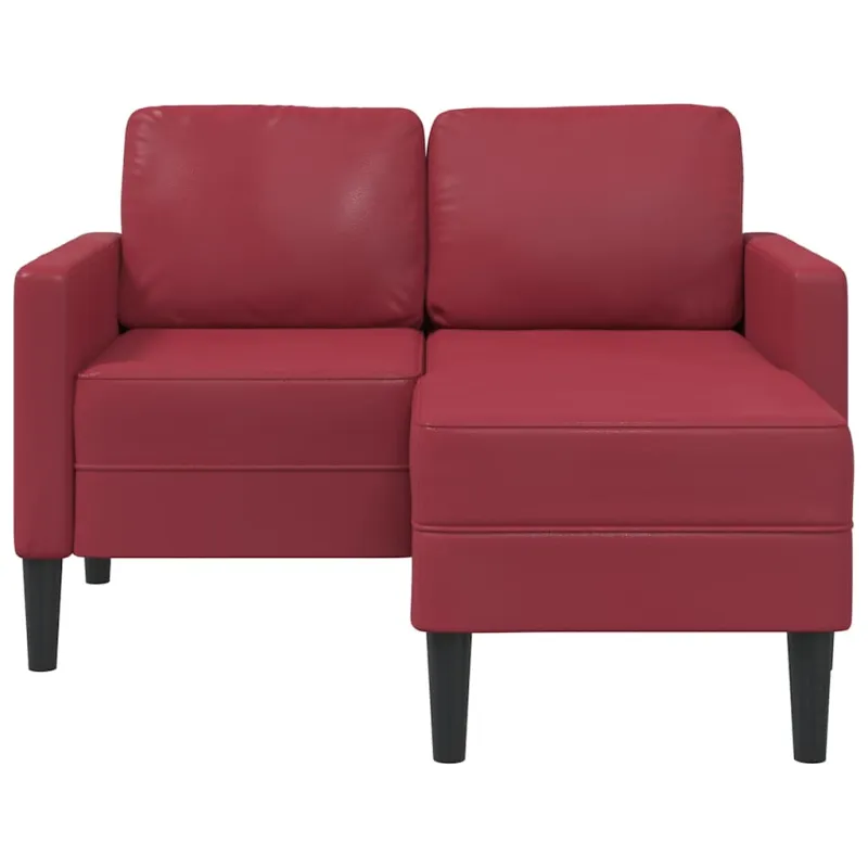 Dvivietė sofa su šezlongu, L formos, vyno raudonos spalvos, 125 cm, dirbtinė oda