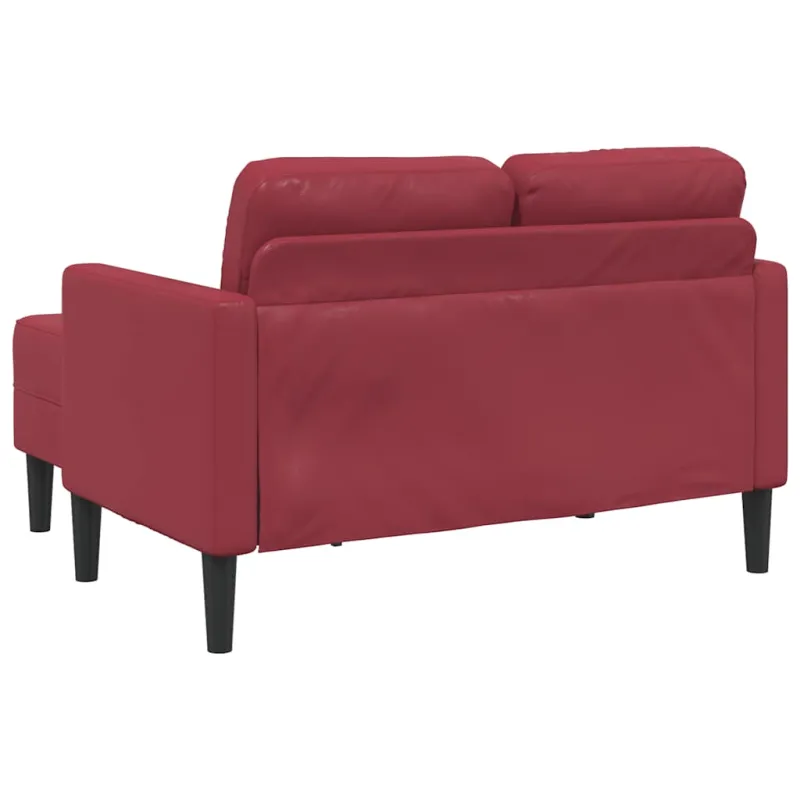 Dvivietė sofa su šezlongu, L formos, vyno raudonos spalvos, 125 cm, dirbtinė oda