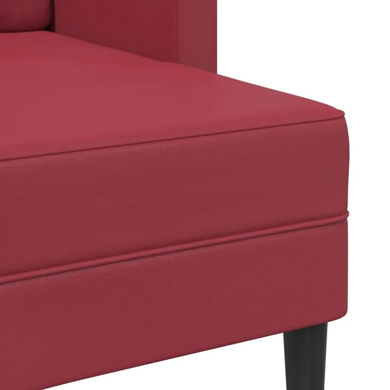 Dvivietė sofa su šezlongu, L formos, vyno raudonos spalvos, 125 cm, dirbtinė oda