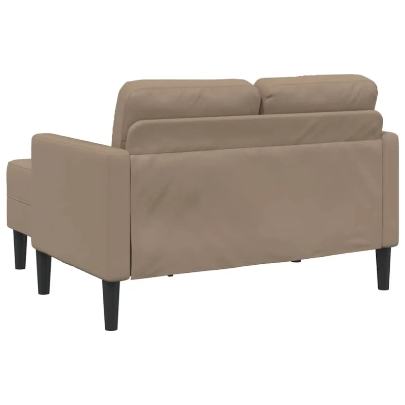 Dvivietė sofa su šezlongu, L formos, kapučino spalvos, 125 cm, dirbtinė oda