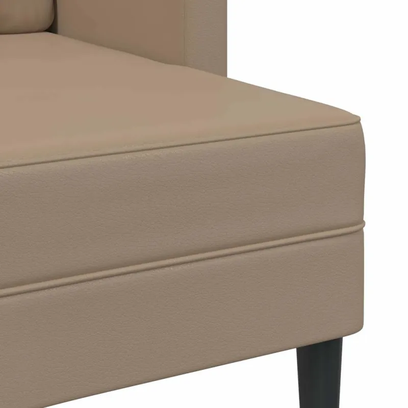 Dvivietė sofa su šezlongu, L formos, kapučino spalvos, 125 cm, dirbtinė oda