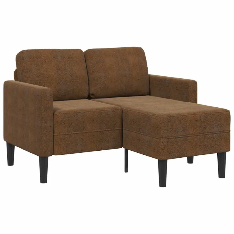 Dvivietė sofa su šezlongu, L formos, ruda, 125 cm, dirbtinė oda