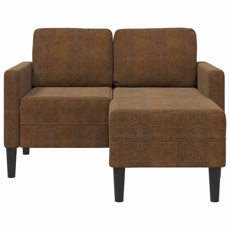 Dvivietė sofa su šezlongu, L formos, ruda, 125 cm, dirbtinė oda