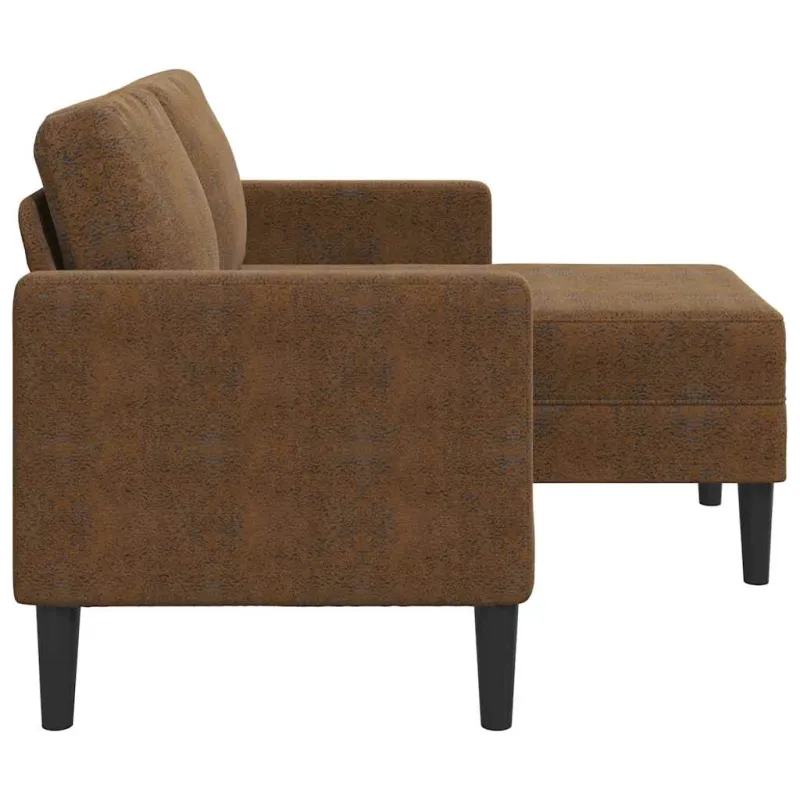 Dvivietė sofa su šezlongu, L formos, ruda, 125 cm, dirbtinė oda