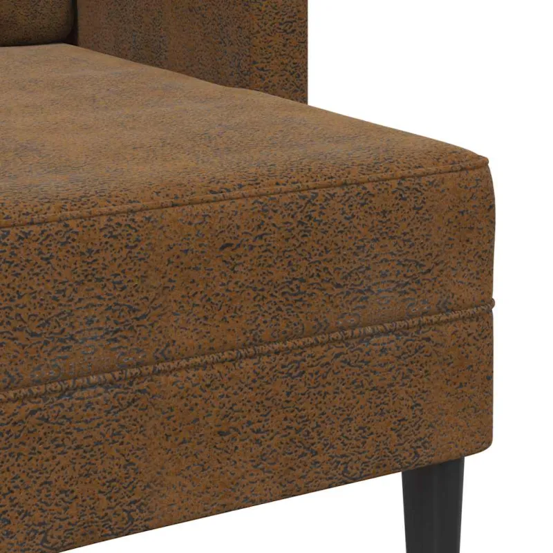 Dvivietė sofa su šezlongu, L formos, ruda, 125 cm, dirbtinė oda