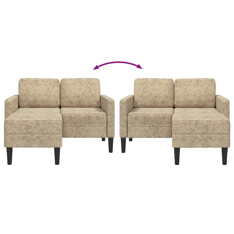 Dvivietė sofa su šezlongu, L formos, šviesiai pilka, 125 cm, dirbtinė oda
